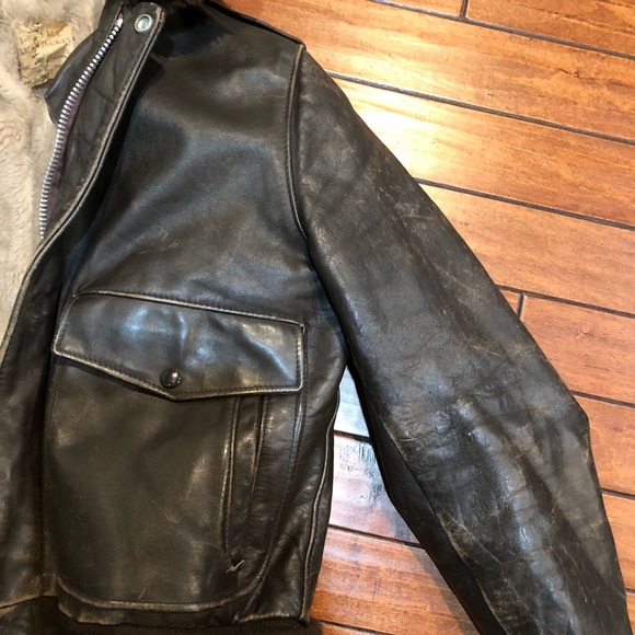 Vintage flight bomber leather jacket distressed - Picture 8 of 8